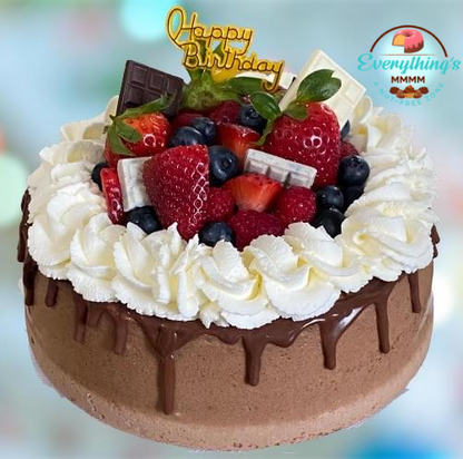 Chocolate Cheesecake. Chocolate Cake Crust. Fresh Fruit. Custom Cheesecake.